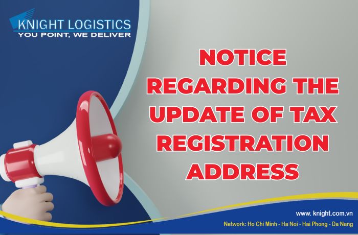 NOTICE REGARDING UPDATE OF TAX REGISTRATION ADDRESS